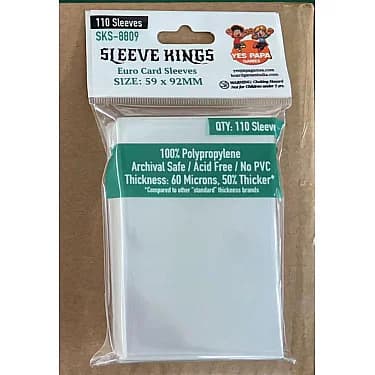card sleeves 59mm x 92mm Perfect Fit Premium European (59x92mm) -55 Pack, 100 Microns SKS-3304 Protects and extends the life of board game cards Sleeve Kings 55 x Premium