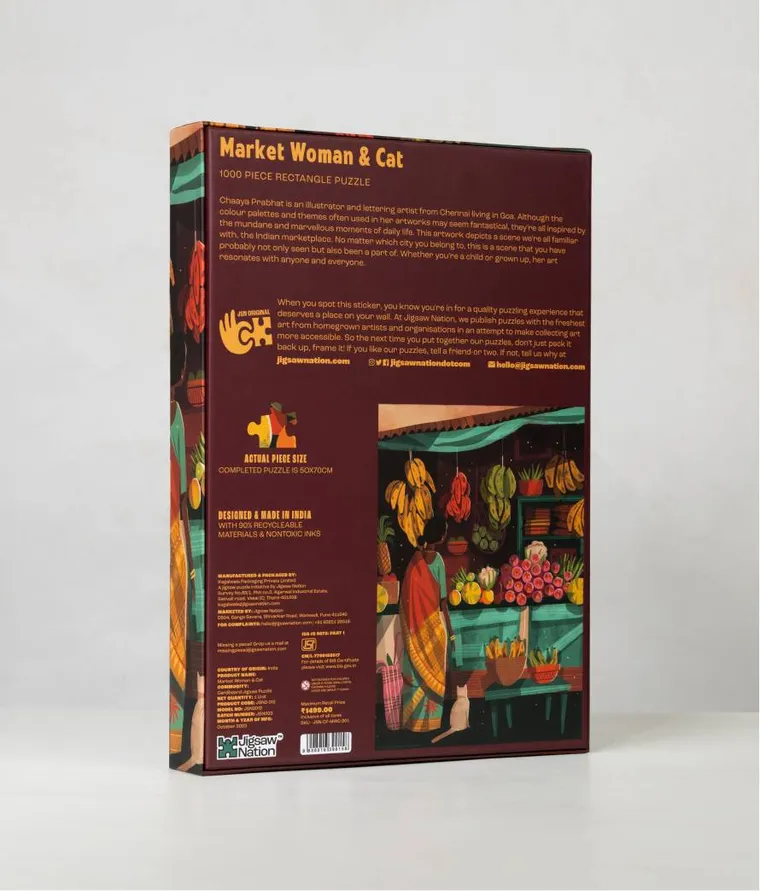 Market Woman & Cat by Chaaya Prabhat: 1000pc puzzle - Image 2