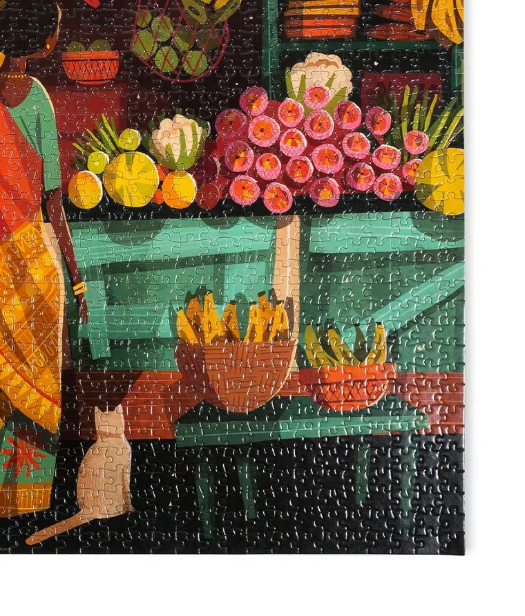 Market Woman & Cat by Chaaya Prabhat: 1000pc puzzle - Image 4